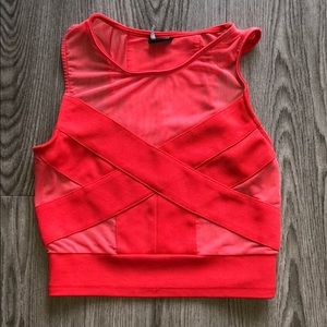 Sparkle and Fade Coral mesh crop top